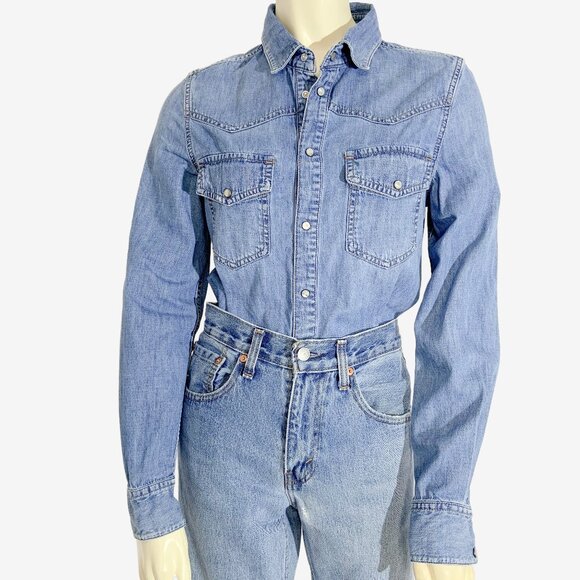 Vintage Cotton Denim Western Shirt by DIESEL / Made in Romania / size Small - Picture 5 of 15